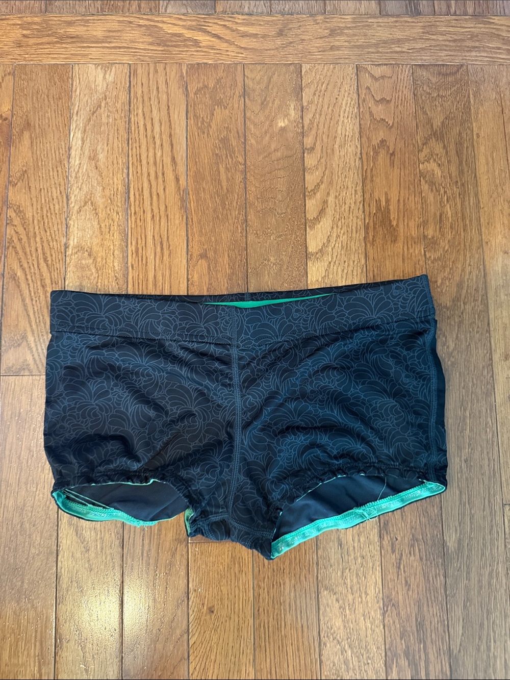 lululemon athletica Black Athletic Boyshorts with Teal Trim